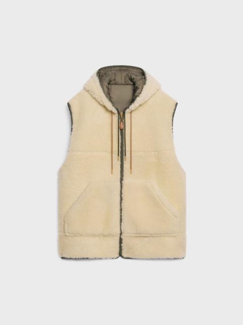 CELINE VEST WITH HOOD IN CURLY SHEARLING
