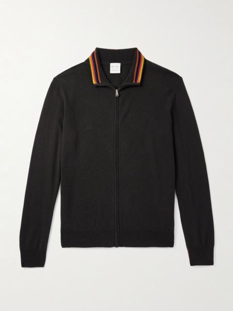 Paul Smith Cashmere Zip-Up Cardigan Green