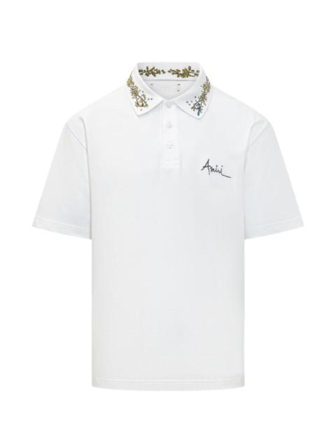 AMIRI floral-collar polo shirt