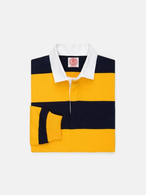 J. PRESS MADE-IN-USA GOLD & NAVY GUARD STRIPE COTTON RUGBY