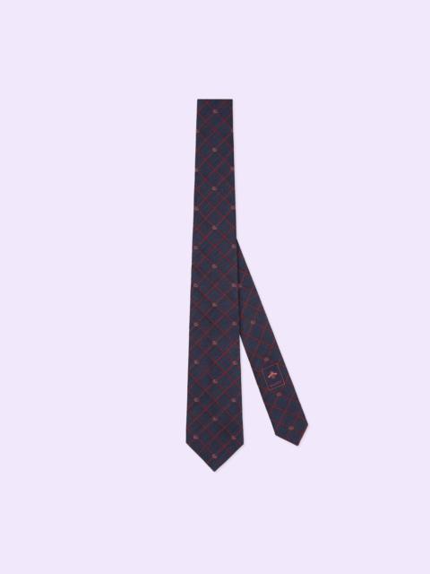 Double G and check silk jacquard tie