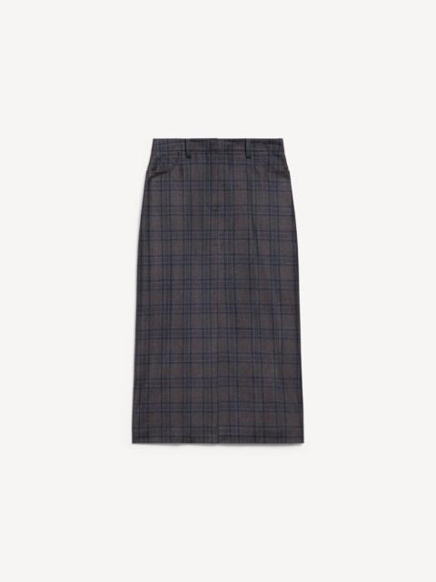 Theory Vented Maxi Skirt in Plaid Sleek Flannel