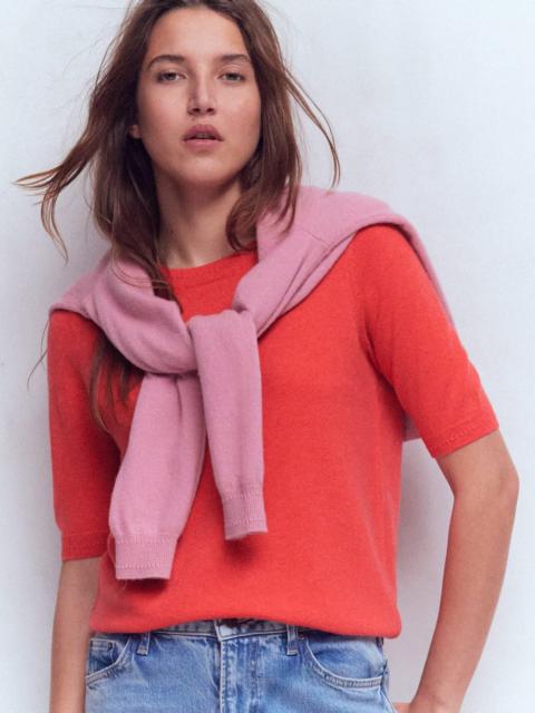 BODEN Eva Cashmere T-Shirt-Fiery Orange Melange