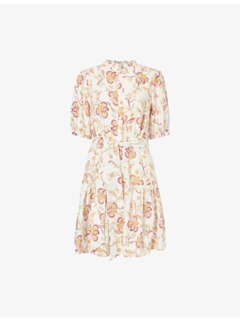 ME+EM Fit + Flare Crease-Less Linen-Blend Short Dress