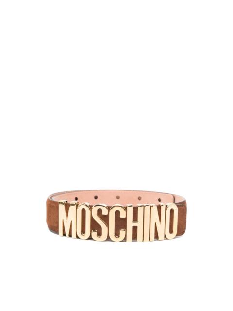 Moschino logo-plaque leather belt