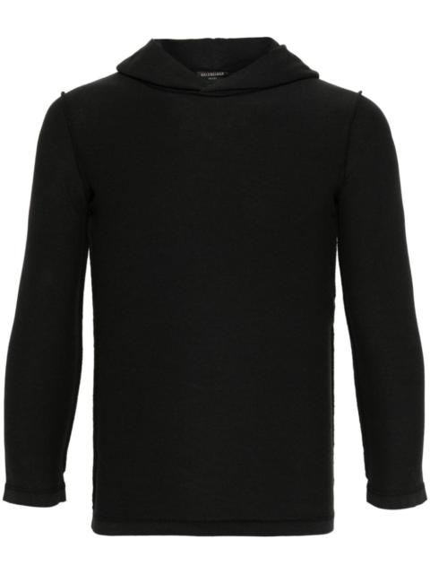BALENCIAGA 내부 아웃 긴 소매 후드 T 셔츠 검정에 적합