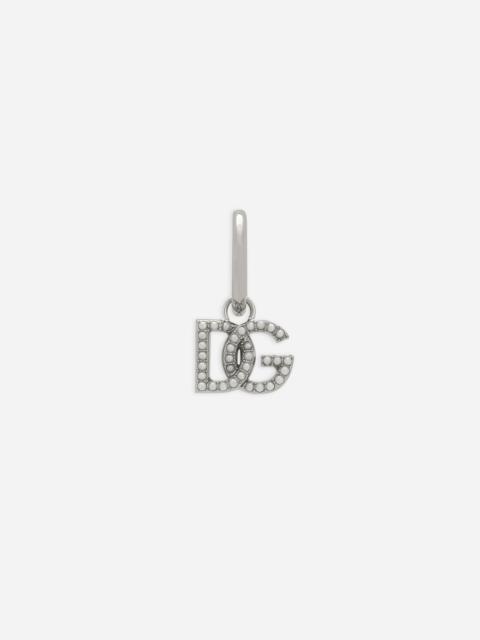 Dolce & Gabbana Single DG logo earring with pearl accents