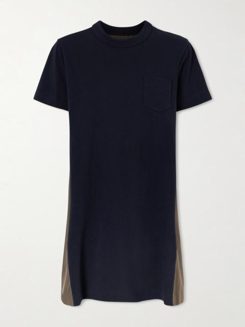 sacai Shell-paneled Cotton-blend Jersey Mini Dress