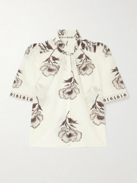 ALIX OF BOHEMIA Winn Obsidian Poppy floral-print cotton and silk-blend blouse Off-white