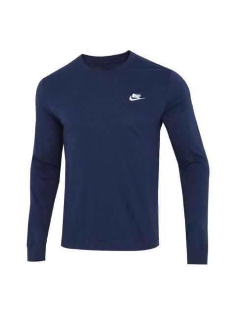 Nike Men's Nike Embroidered Logo Solid Color Sports Running Long Sleeves Blue T-Shirt AR5194-410