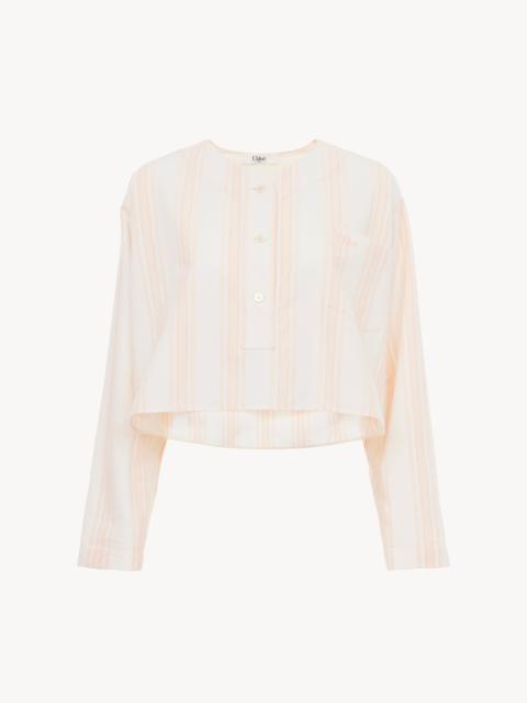 Chloé LONG-SLEEVE CROPPED TOP IN COTTON
