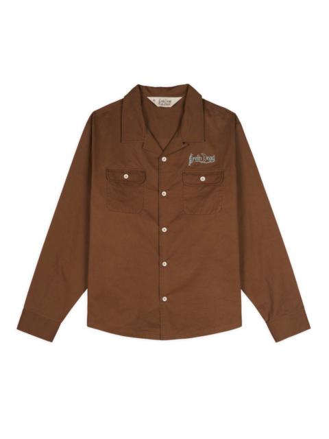 BRAIN DEAD Poplin Camp Collar Shirt - Chocolate