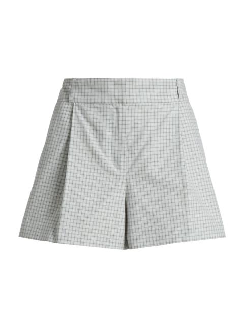 BRANDON MAXWELL Women's The Lennon Checked Cotton Pleated Shorts - Cool Grey