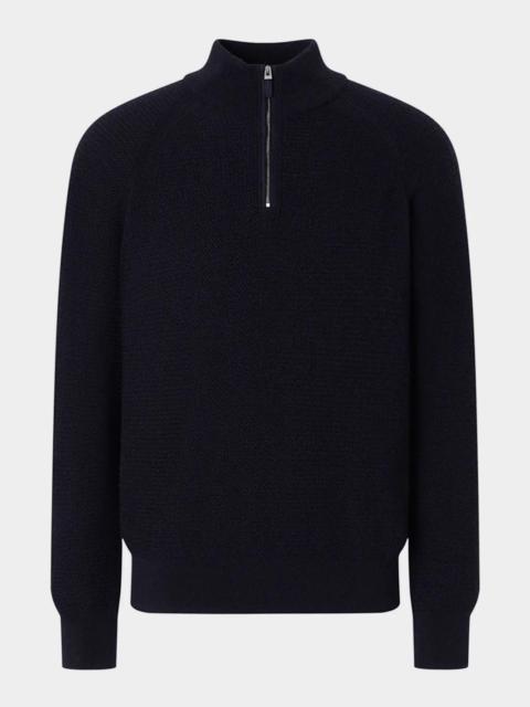 ZEGNA Men's Cashmere Texture-Knit Quarter-Zip Sweater