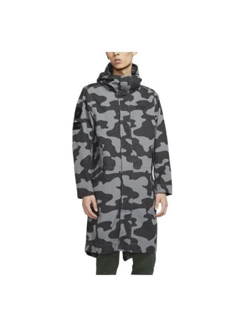 Nike Sportswear mid-length Camouflage hooded Windproof Casual Jacket Gray Dark gray CK2537-084