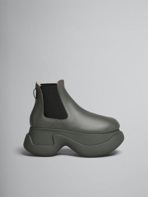 Marni GREEN LEATHER ARAS 23 CHELSEA BOOT