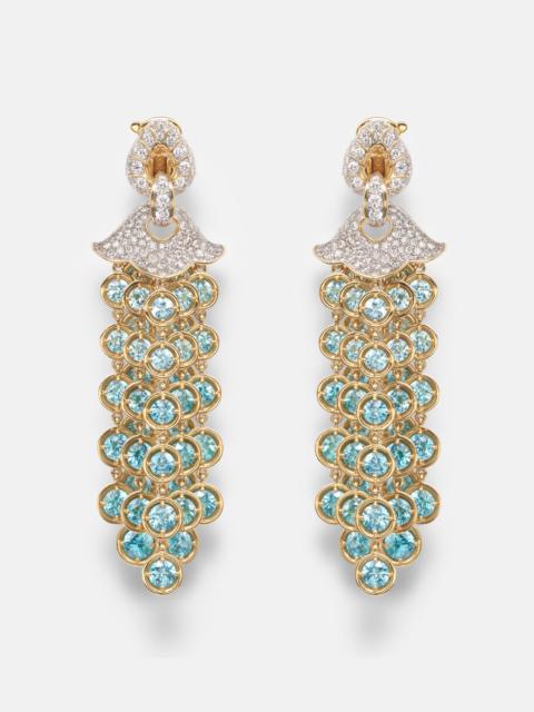 Marina B Pampilles 18kt gold drop earrings with diamonds and zircons