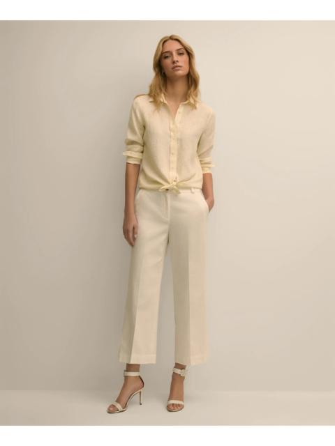 Brooks Brothers Cotton Dobby Cropped Wide-Leg Pants