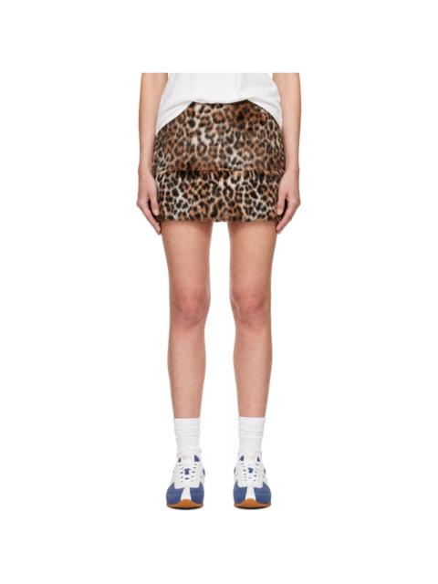Marc Jacobs Beige Faux Fur Leopard Miniskirt