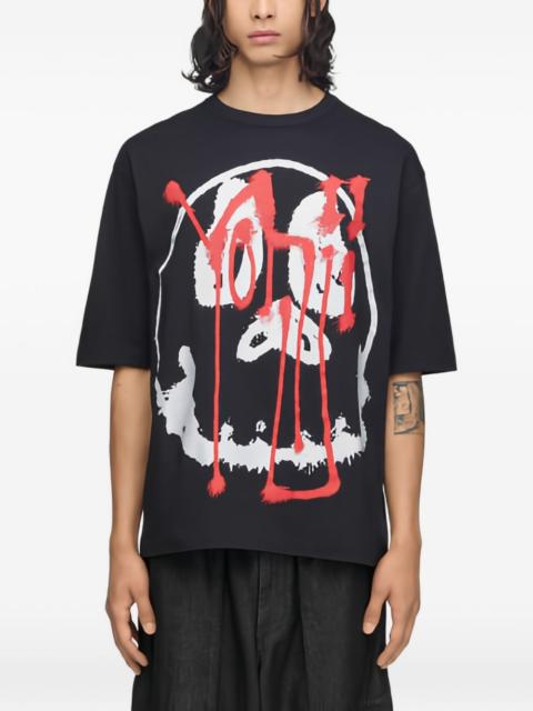 Y-3 skull graphic T-shirt in black/red
