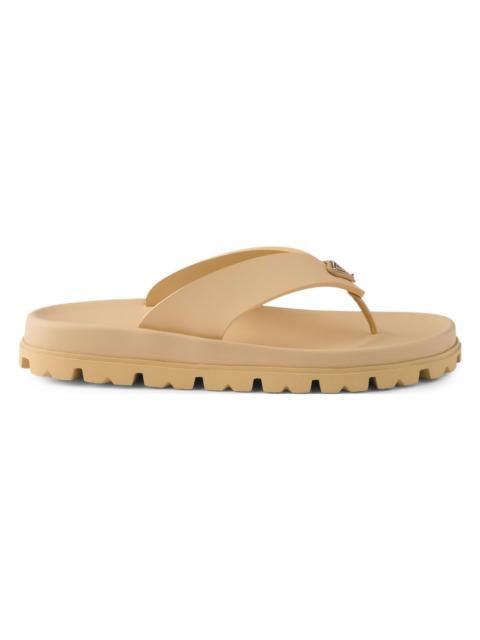 Prada Women's Rubber Thong Sandals - Beige Khaki