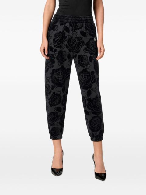 PHILIPP PLEIN jogging pants flock flower monogram