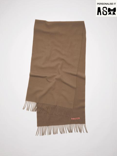 Fringe wool scarf – Narrow - Caramel brown