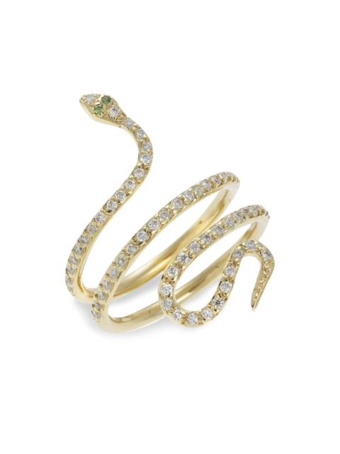 ILEANA MAKRI 18K Yellow Gold & White Diamond Single Python Ring