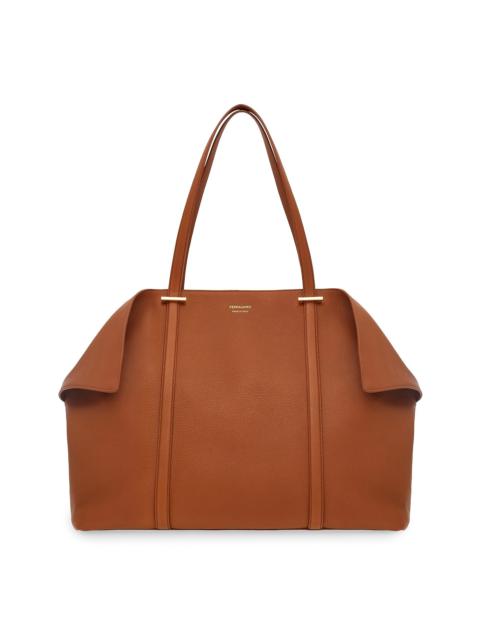 FERRAGAMO Women's Large Scarf Leather Top Handle Bag - Naturale Resort