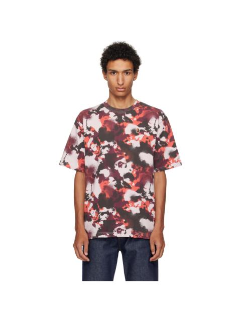 A BATHING APE® Red & Purple Map Camo Ape Head One Point T-shirt
