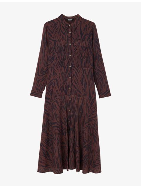 WHISTLES Collared Zebra-Print Woven Shirt Dress