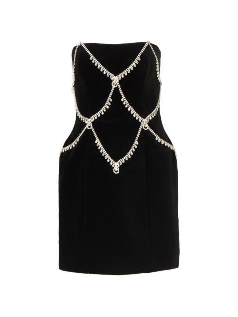 COSTARELLOS Novee velvet crystal-embellishment mini dress