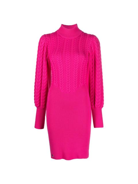 cable-knit high-neck dress