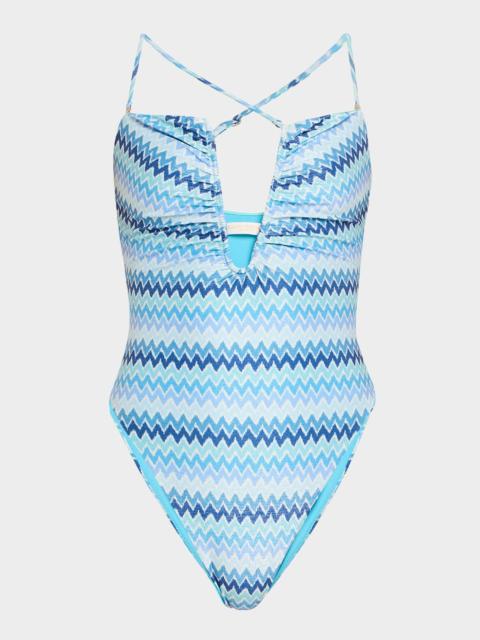 RAMY BROOK Chevron Bianka One-Piece Swimsuit