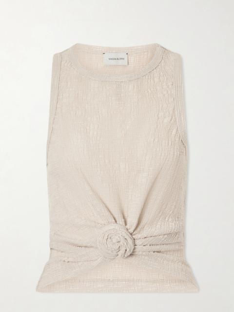 MAGDA BUTRYM Cropped Floral-appliquéd Crepe Top