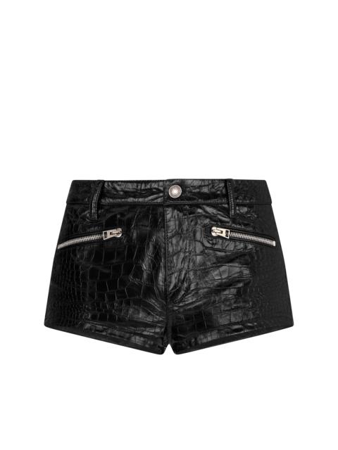 EMBOSSED LEATHER MINI SHORTS