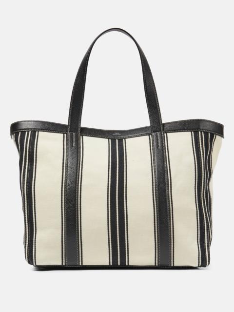Striped jacquard canvas tote bag