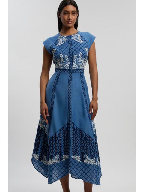 KAREN MILLEN Petite Voile Embroidered Cutwork Sleeveless Woven Maxi Dress