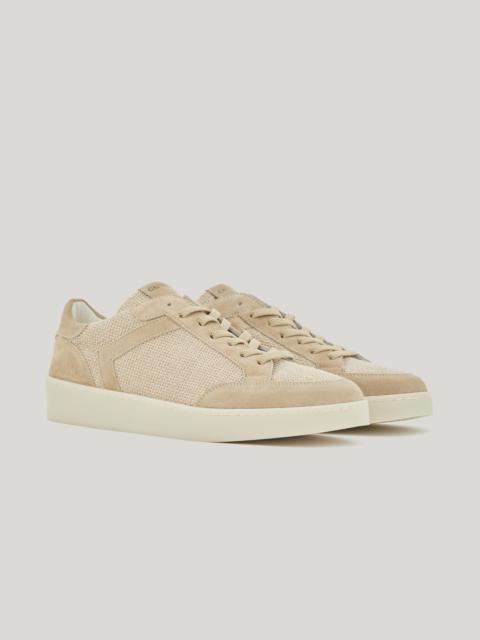 Canali CANALI NUVOLA BEIGE WOVEN CANVAS AND SUEDE SNEAKERS