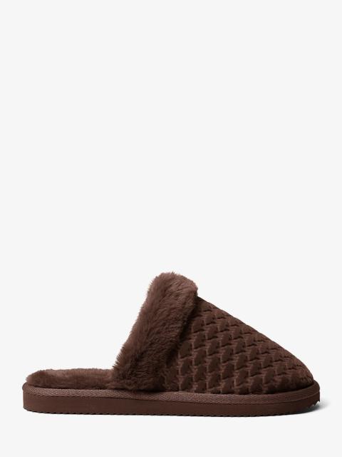 MICHAEL KORS Liddy Logo Debossed Velvet and Faux Fur Slipper