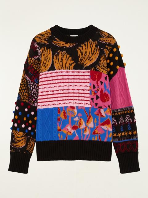 FARM RIO Mixed Patchwork Balls Knit Sweater