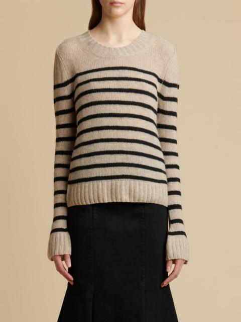 KHAITE The Tilda Sweater in Powder and Black Stripe