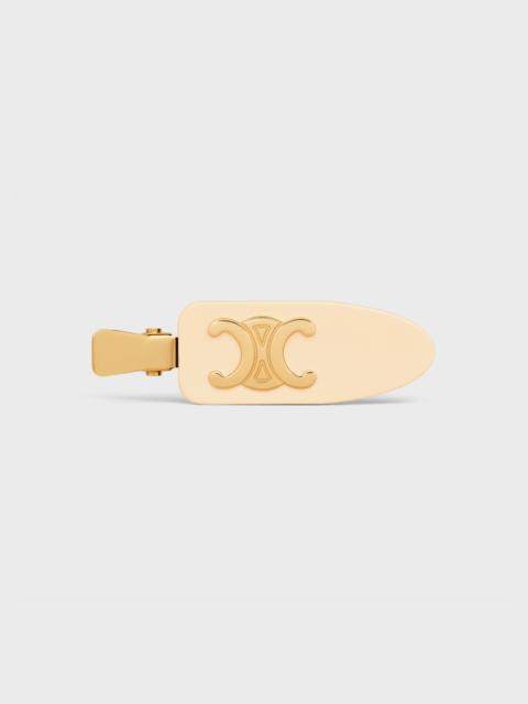 CELINE Triomphe Flat Hair Clip in Vanilla Acetate and Brass with Gold Finish and Steel