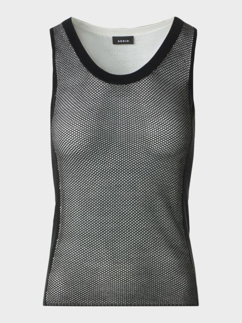 AKRIS Two-Tone Grid Knit Tank Top