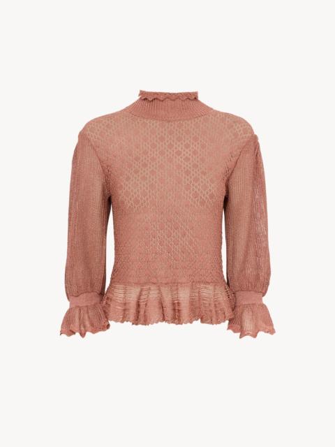 Chloé RUFFLED PUFF-SLEEVE SWEATER IN A LUREX KNIT