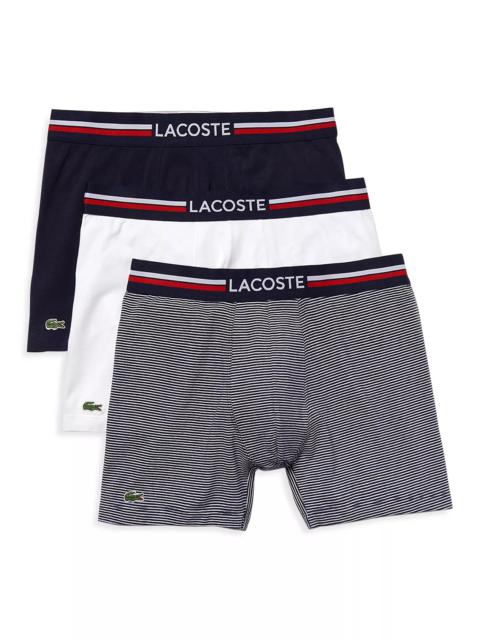 LACOSTE Cotton Stretch Jersey Long Boxer Briefs, Pack of 3