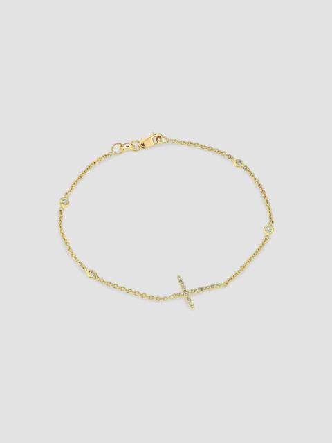 ROBERTO COIN Women's Tiny Treasures Side Cross 18K White Gold, Ruby & 0.18 TCW Diamond Bracelet - Yellow Gold