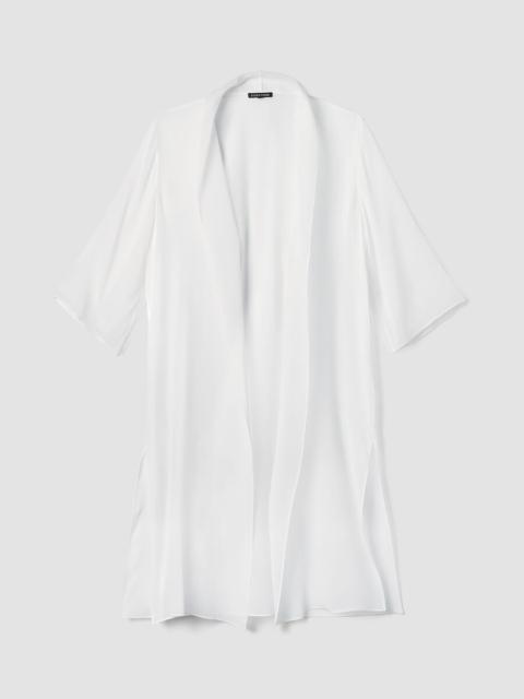 EILEEN FISHER Sheer Silk Georgette High Collar Jacket