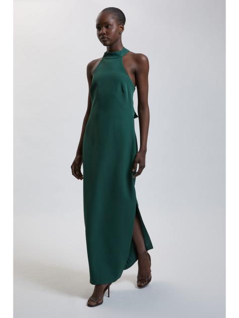 KAREN MILLEN Petite Soft Tailored Halter Neck Open Back Maxi Dress