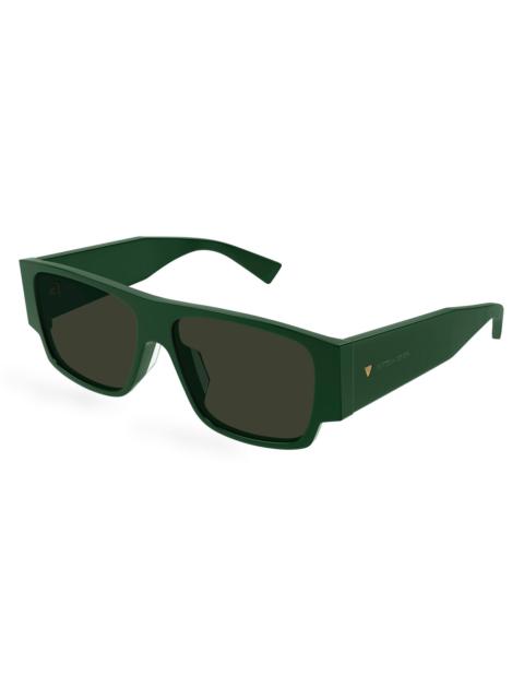 Bottega Veneta Men's Bold Triangle Stud BV1286S 57MM Square Sunglasses - Dark Green Dark Grey